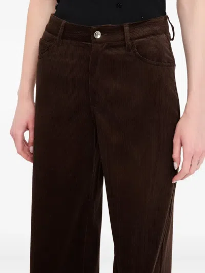 Liu •jo Wide-leg Brown Corduroy Trousers With Button And Zip Fastening In Brown