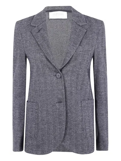 Harris Wharf London Herringbone-pattern Wool Jacket In Blue