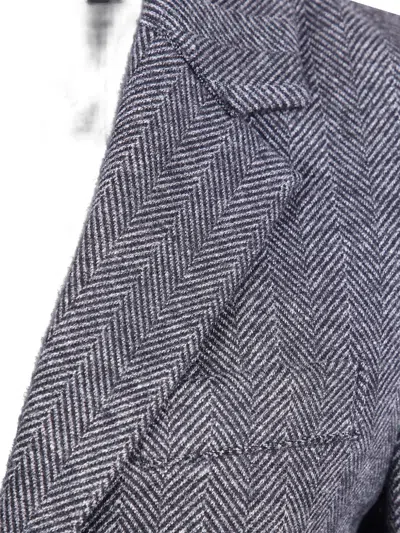Harris Wharf London Herringbone-pattern Wool Jacket In Blue