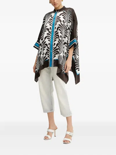 Luisa Spagnoli Leaf-print Button Top In Multi