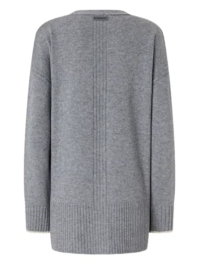 Pinko Cardigan Long À Col V In Gray
