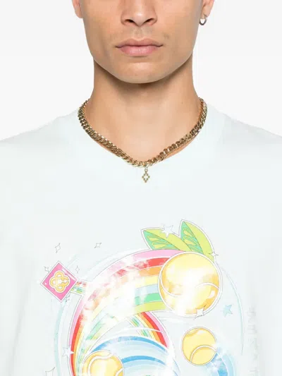 Casablanca T-shirt In Cotone Azzurro Pastello Uomo In Blue