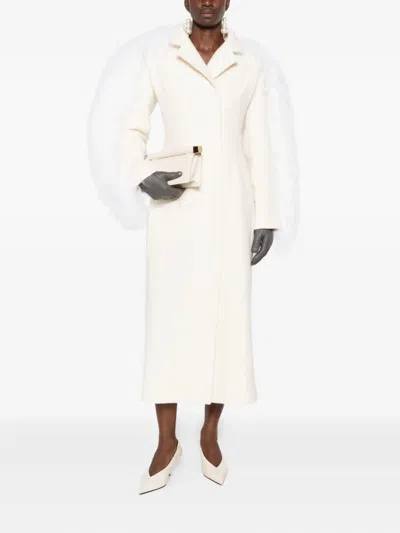 Jacquemus Le Manteau Boa Lamb Shearling Long Wool Coat In Neutral