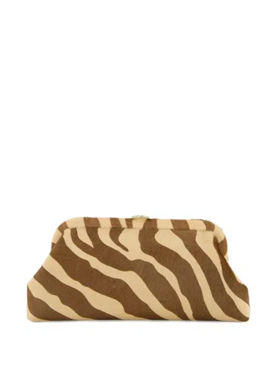 Jimmy Choo Zebra Pattern Calf Hair Rectangular Clutch In Brown