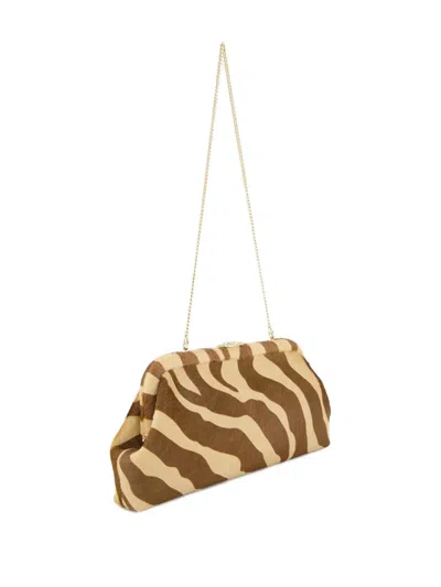 Jimmy Choo Zebra Pattern Calf Hair Rectangular Clutch In Brown