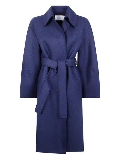 Harris Wharf London Women Puff Sleeves Coat Pressed Wool In Blue