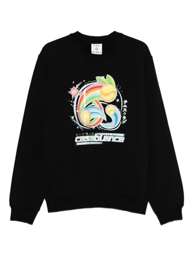 Casablanca Graphic Print Crew Neck Sweater In Black