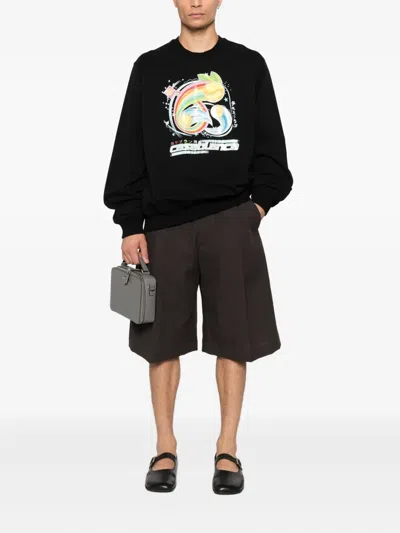 Casablanca Graphic Print Crew Neck Sweater In Black