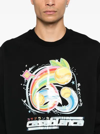 Casablanca Graphic Print Crew Neck Sweater In Black