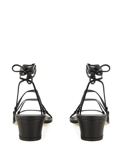 Manolo Blahnik Lace-up Block-heel Sandals In Black