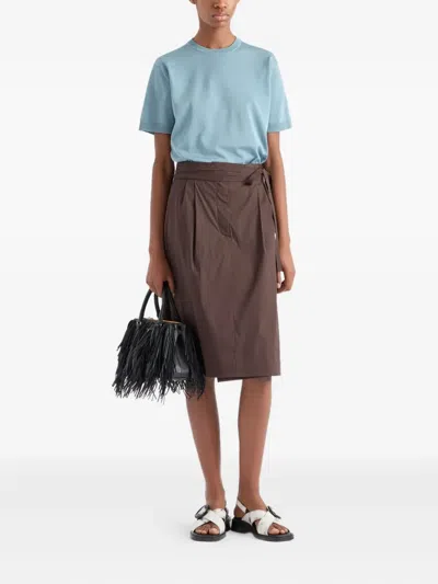 Prada Cotton Short-sleeve Sweater In Blue