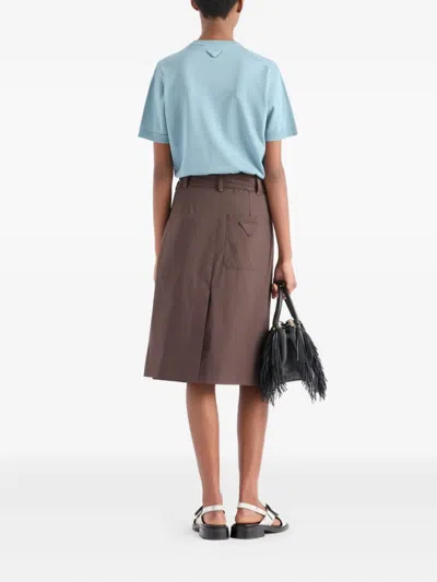 Prada Cotton Short-sleeve Sweater In Blue