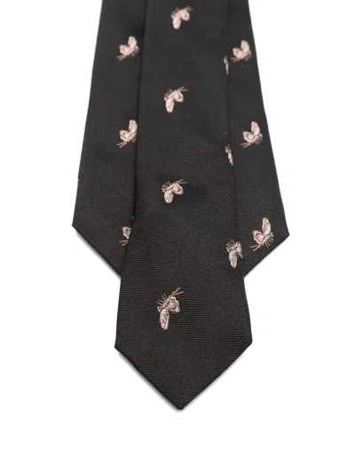 Paul Smith Insect-pattern Silk Tie In Black