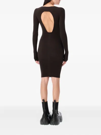 Rick Owens Ribbed Texture Knee-length Dress With Open Back In Black