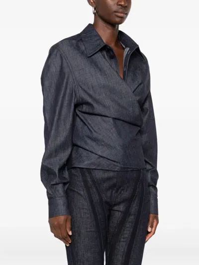 不对称纽扣开合衬衫