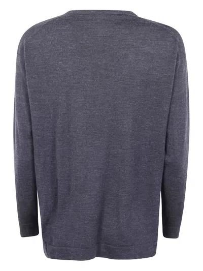 Drumohr V-neck Wool Sweater In Blue