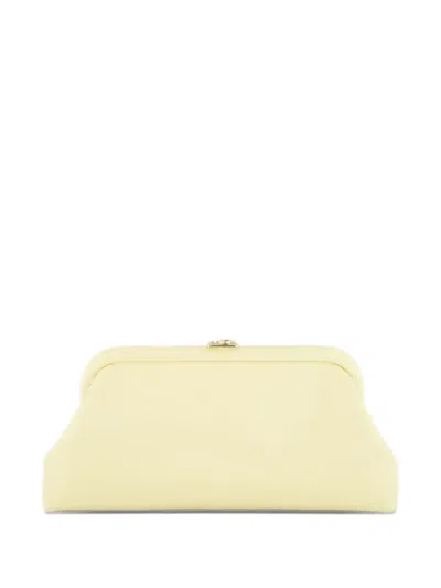 Jimmy Choo Skylar White Clutch With Chain-link Shoulder Strap And Kiss-lock Closure With Logo Plaque In Neutral