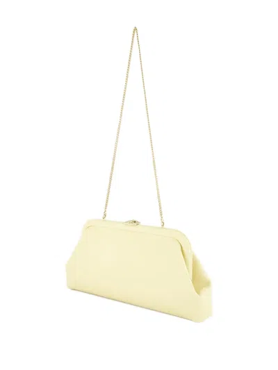 Jimmy Choo Skylar White Clutch With Chain-link Shoulder Strap And Kiss-lock Closure With Logo Plaque In Neutral