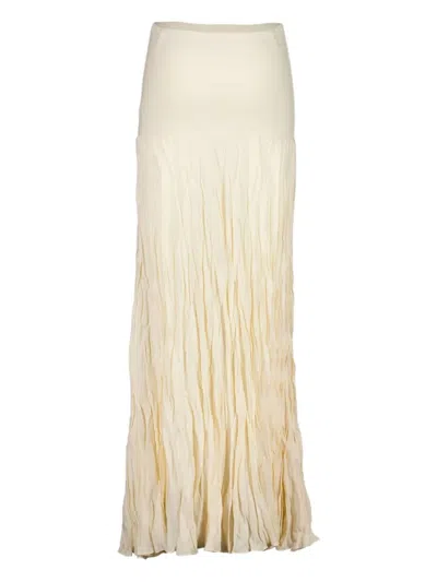 Johanna Ortiz Ribbed-waist Pleated Maxi Skirt In White