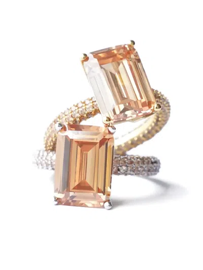 Izabel Display Pavé-ring Mit Smaragdschliff In Brown