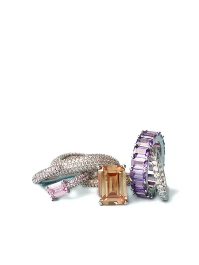 Izabel Display Pavé-ring Mit Smaragdschliff In Brown