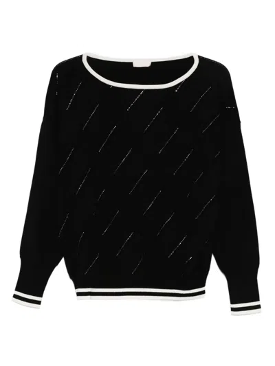 Liu •jo Liu Jo Boat-neck Sweater In Black