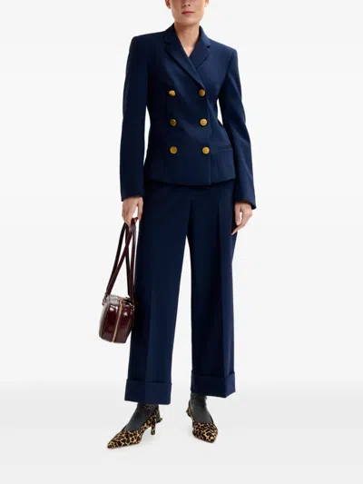 Essentiel Antwerp Irtha Navy Blue Double-breasted Blazer In Blue