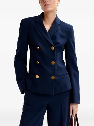 Essentiel Antwerp Irtha Navy Blue Double-breasted Blazer In Blue