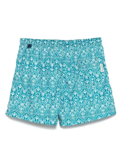Peninsula Swimwear Gemusterte Arazzo Badeshorts Mit Kordelzug In Green