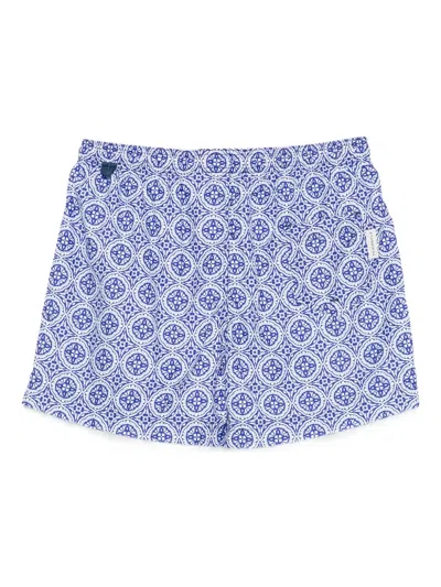 Peninsula Swimwear Gemusterte Badeshorts Mit Kordelzug In Blue
