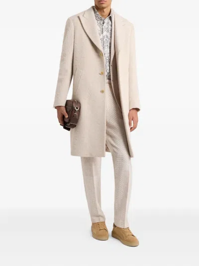 Etro Wool-blend Single-breasted Coat In Neutral