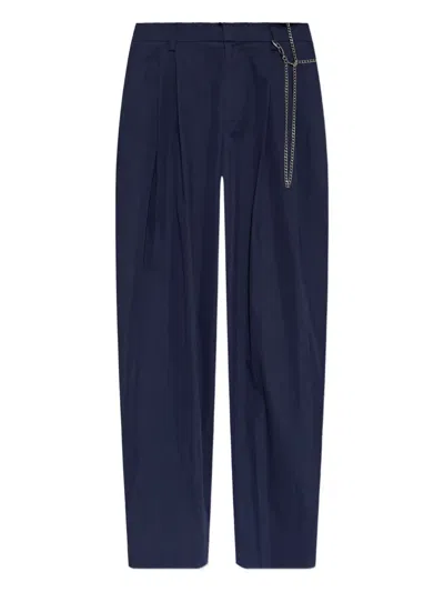 Alexander Wang Pleated Chain-detail Trousers In Blue