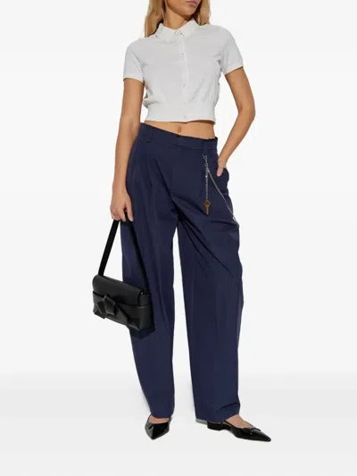 Alexander Wang Pleated Chain-detail Trousers In Blue