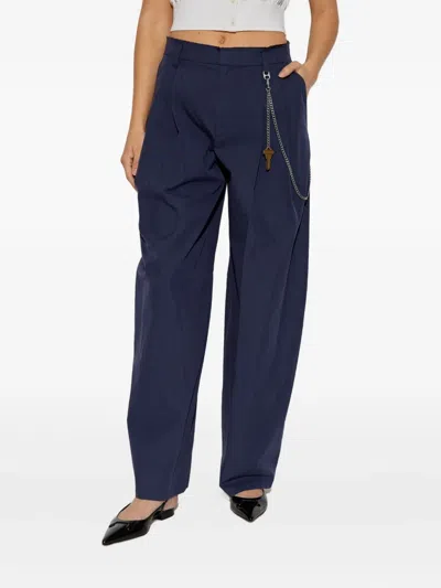 Alexander Wang Pleated Chain-detail Trousers In Blue