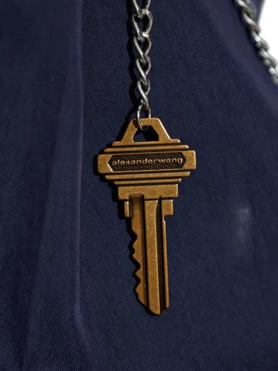 Alexander Wang Pleated Chain-detail Trousers In Blue