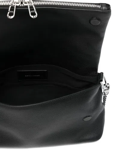 Zadig & Voltaire Womens Noir Rock Eternal Wing-embellished Suede Clutch In Black