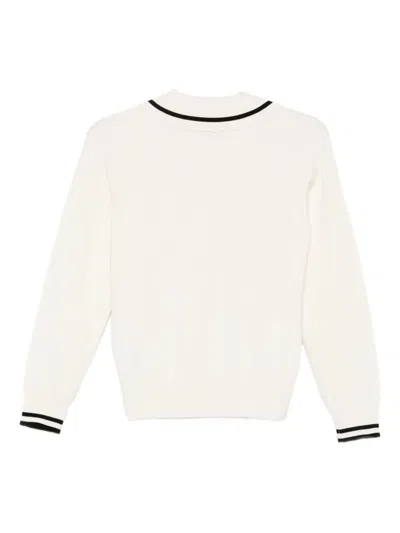 Liu •jo Lightweight Knit Sweater With Front Zip Closure In White