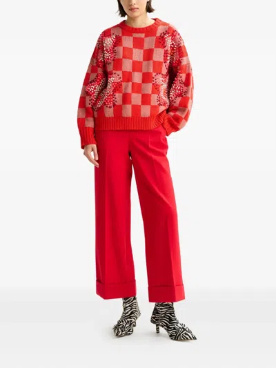Essentiel Antwerp Pressed-crease Flared Trousers In Red