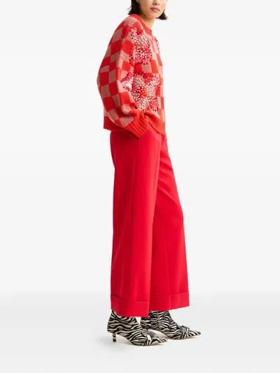 Essentiel Antwerp Pressed-crease Flared Trousers In Red