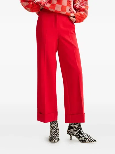 Essentiel Antwerp Pressed-crease Flared Trousers In Red