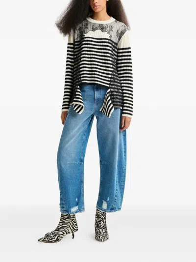 Essentiel Antwerp Insane Lace-insert Striped Sweater In Black