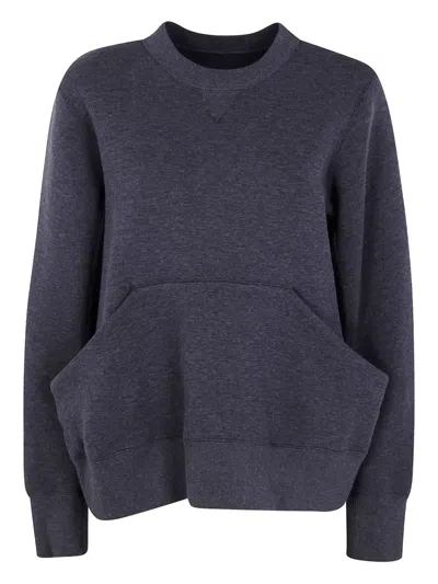 Sacai Kangoroo-pocket Cotton Sweatshirt In Gray