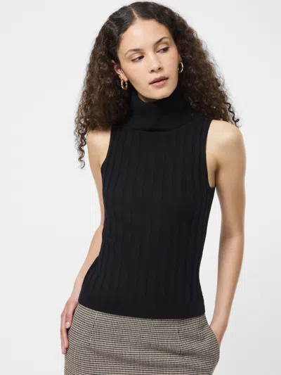 French Connection Padma Fine Knit Turtleneck Tank Top In Black