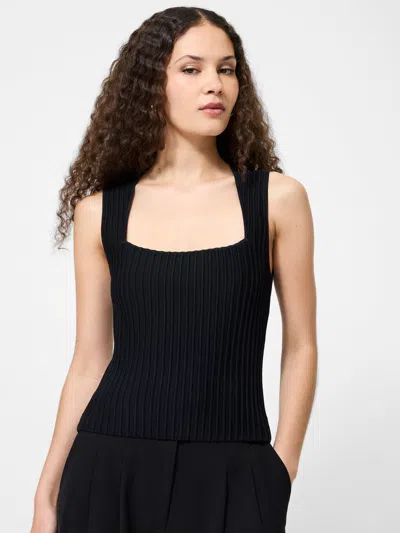 French Connection Ottoman Crinkle Sleeveless Top In Black