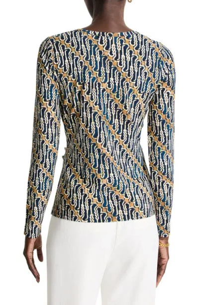 Nic + Zoe Nic+zoe Batik Print Drape Jersey Top In Multi