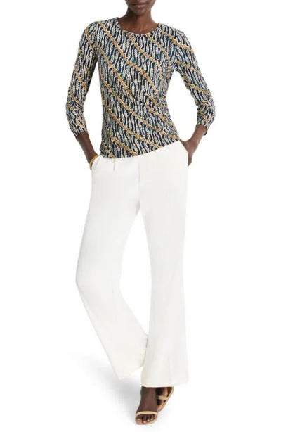 Nic + Zoe Nic+zoe Batik Print Drape Jersey Top In Multi