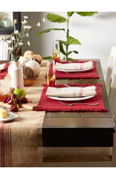 Design Imports Variegated Fringe Set Of 4 Placemats In Red