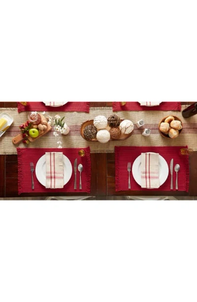 Design Imports Variegated Fringe Set Of 4 Placemats In Red