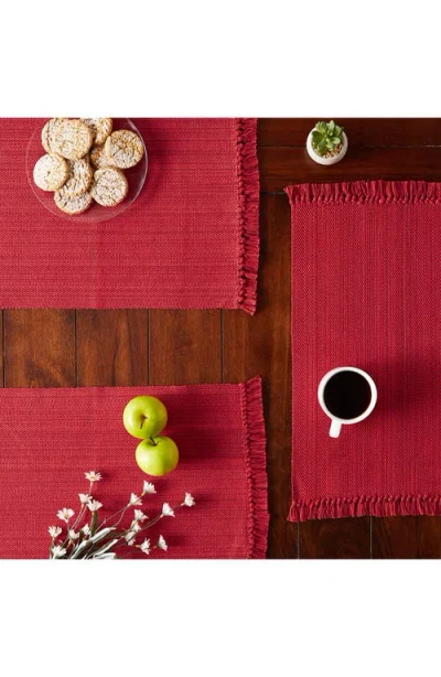 Design Imports Variegated Fringe Set Of 4 Placemats In Red