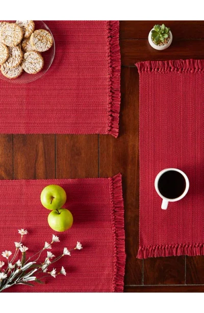 Design Imports Variegated Fringe Set Of 4 Placemats In Red